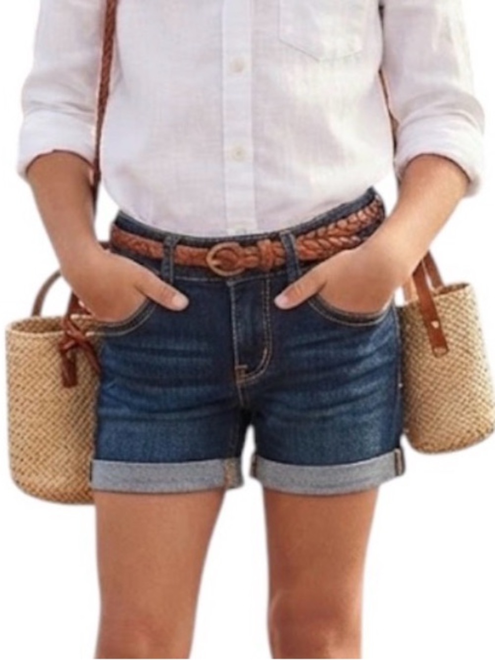 NWT JOES Jeans Y2K Alex Turn Up Detail Shorts With Pockets Denim Blue Girls 7Y